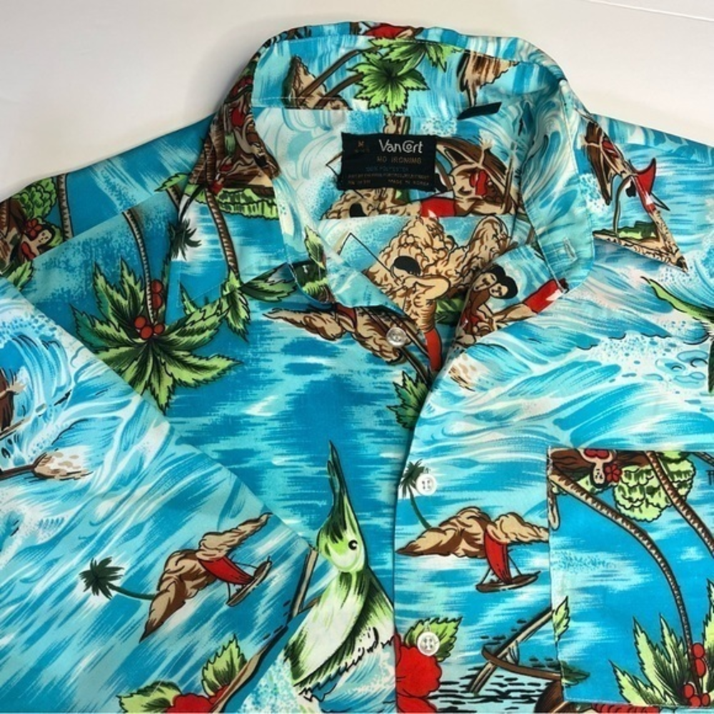 Van Cort Hawaiian Tropical Short Sleeve Button‎ Down M